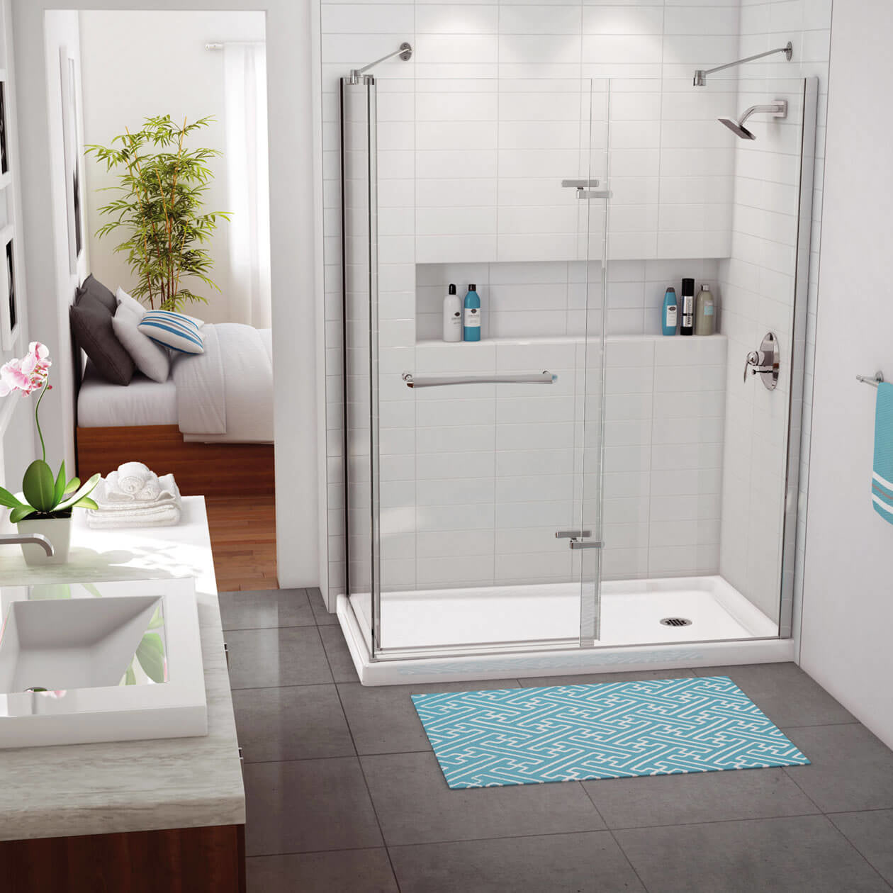 Maax Rectangular Base 6036 3 in. Acrylic Corner Left or Right Shower Base with Drain