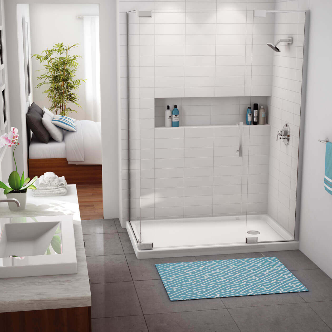 Maax Rectangular Base 6036 3 in. Acrylic Corner Left or Right Shower Base with Drain