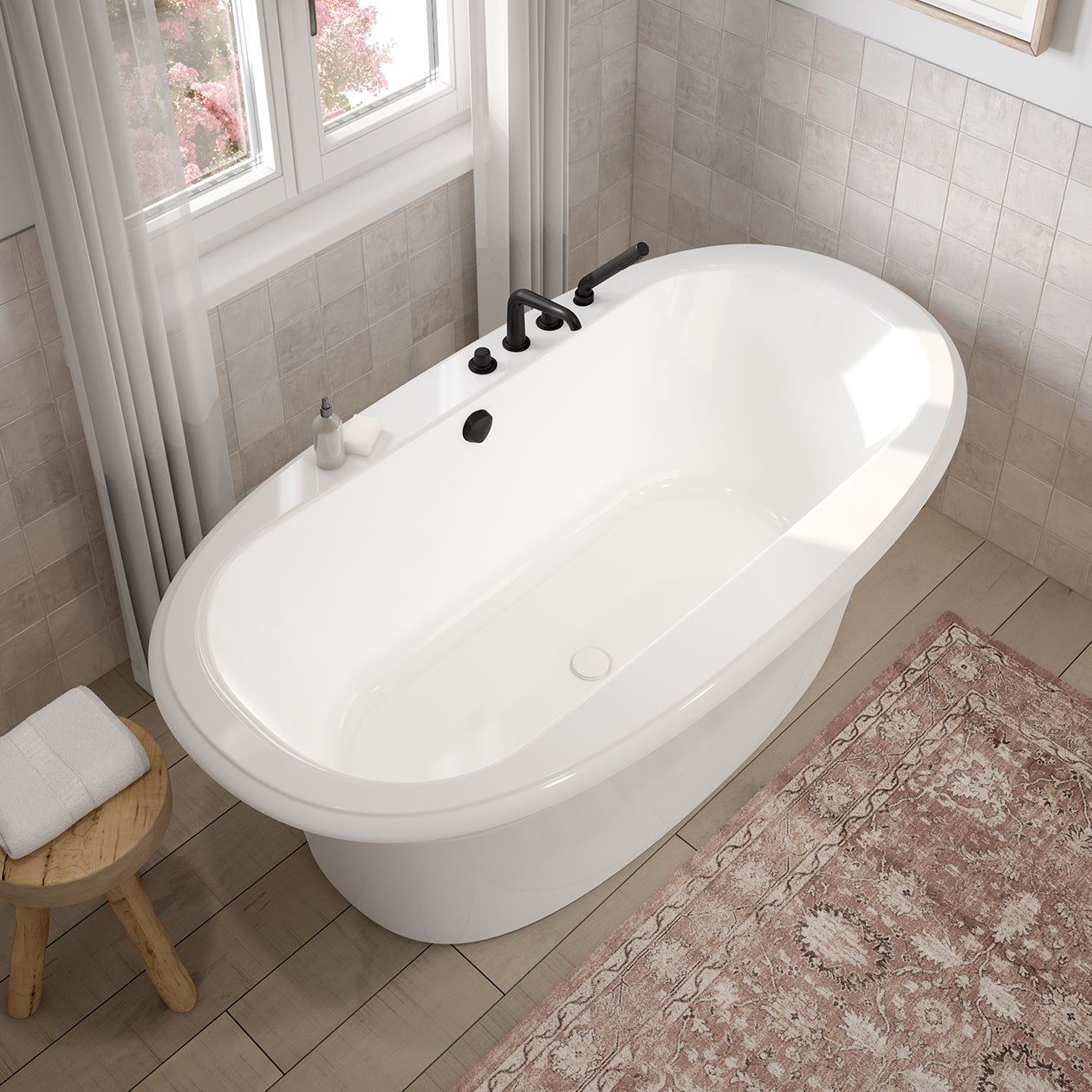 Maax Ella Sleek 66 x 36 Acrylic Freestanding Center Drain Bathtub
