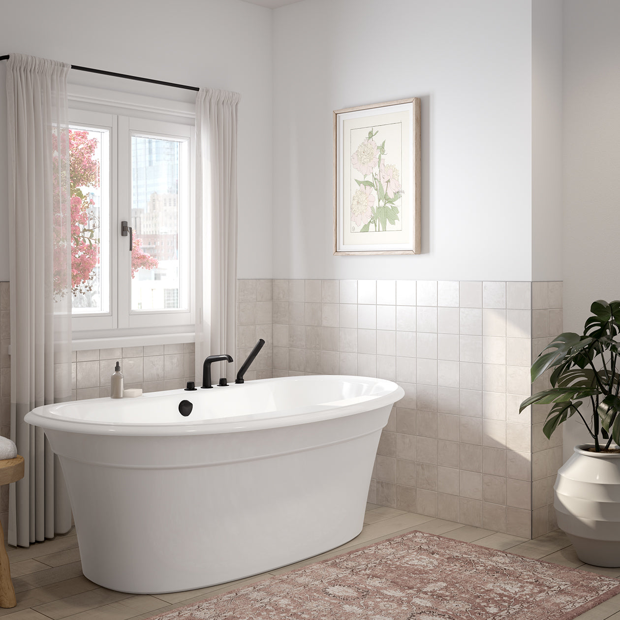 Maax Ella Sleek 66 x 36 Acrylic Freestanding Center Drain Bathtub