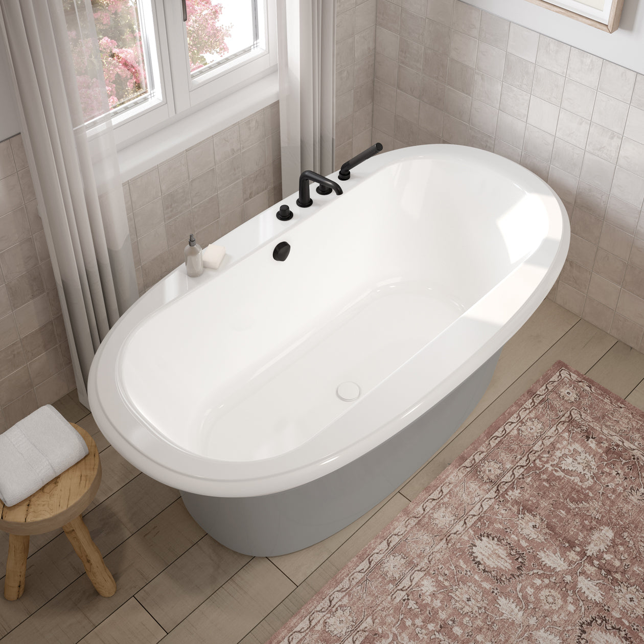 Maax Ella Sleek 66 x 36 Acrylic Freestanding Center Drain Bathtub