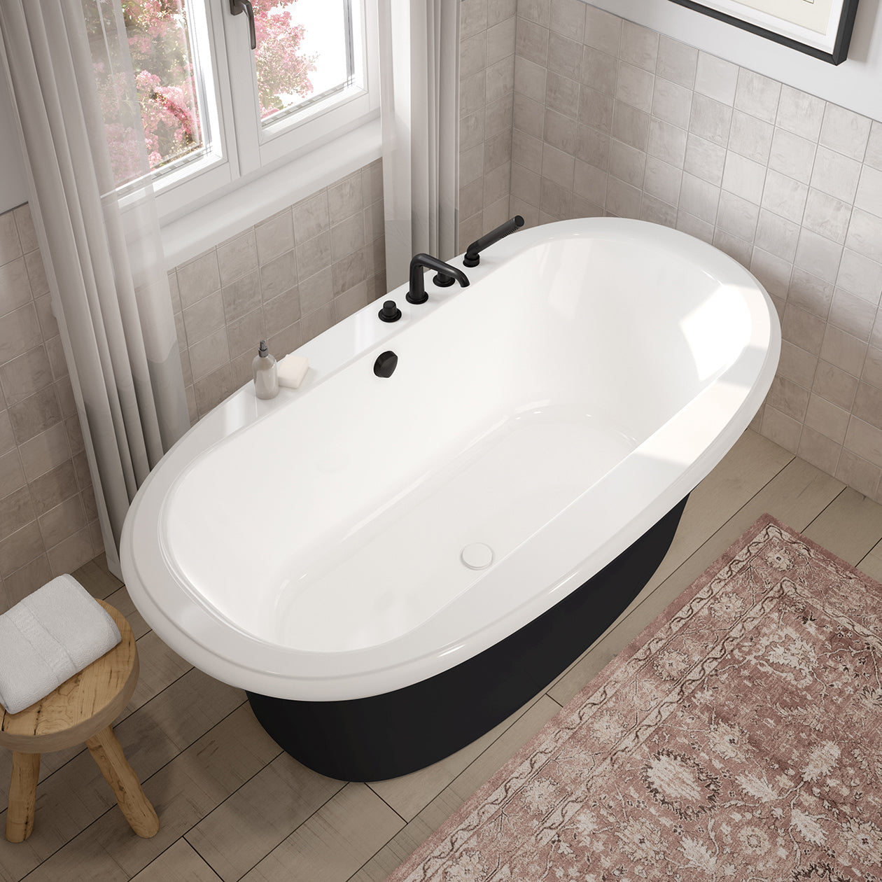Maax Ella Sleek 66 x 36 Acrylic Freestanding Center Drain Bathtub