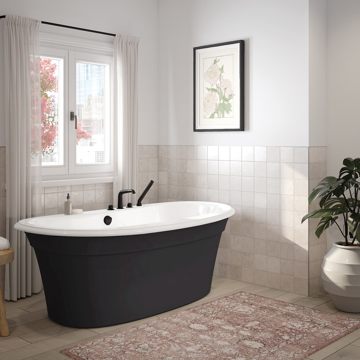 Maax Ella Sleek 66 x 36 Acrylic Freestanding Center Drain Bathtub