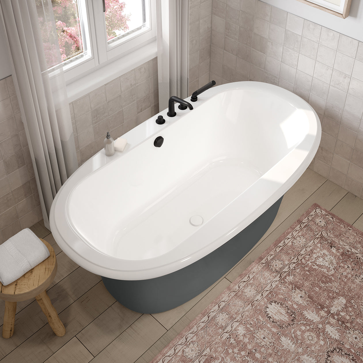 Maax Ella Sleek 66 x 36 Acrylic Freestanding Center Drain Bathtub