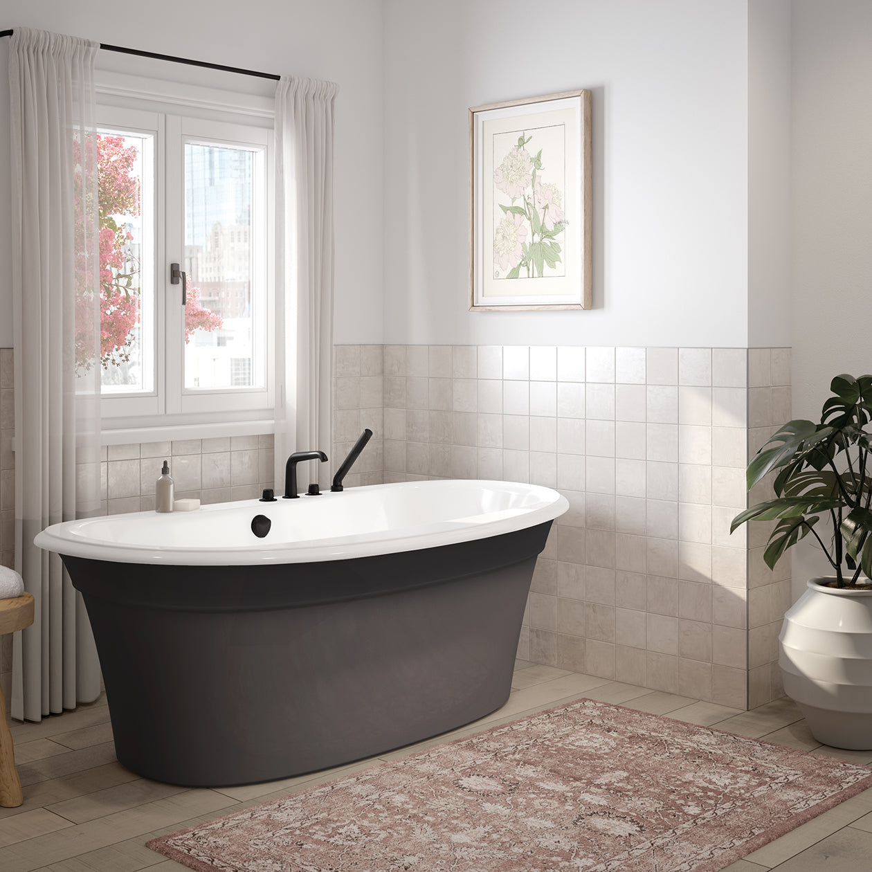 Maax Ella Sleek 66 x 36 Acrylic Freestanding Center Drain Bathtub