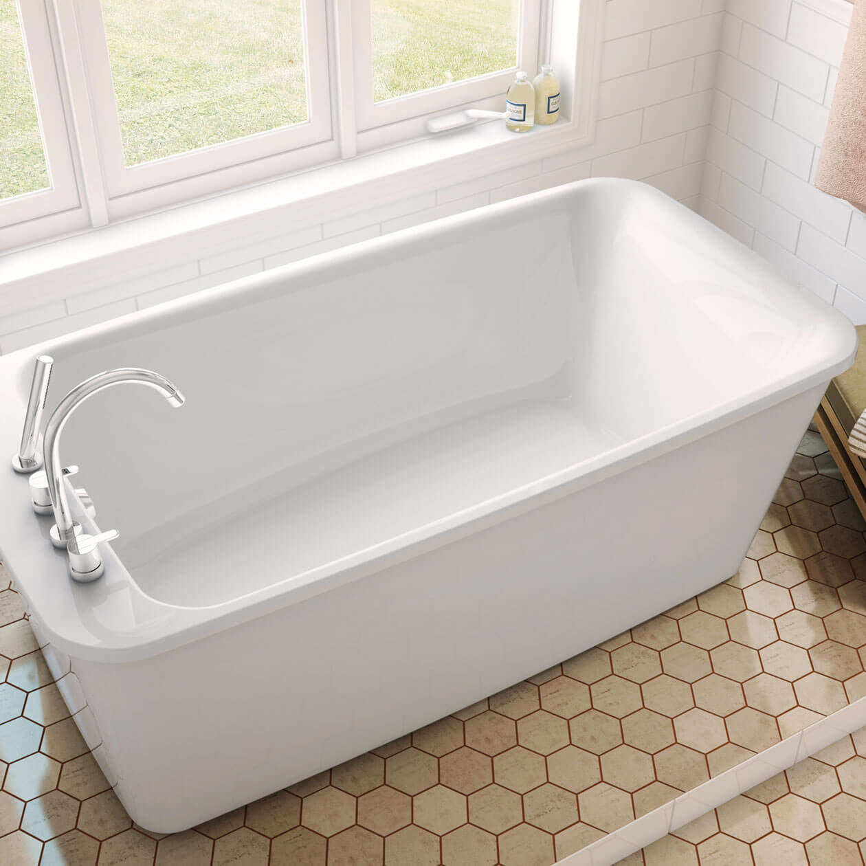 Maax Lounge 6434 Acrylic Freestanding End Drain Bathtub