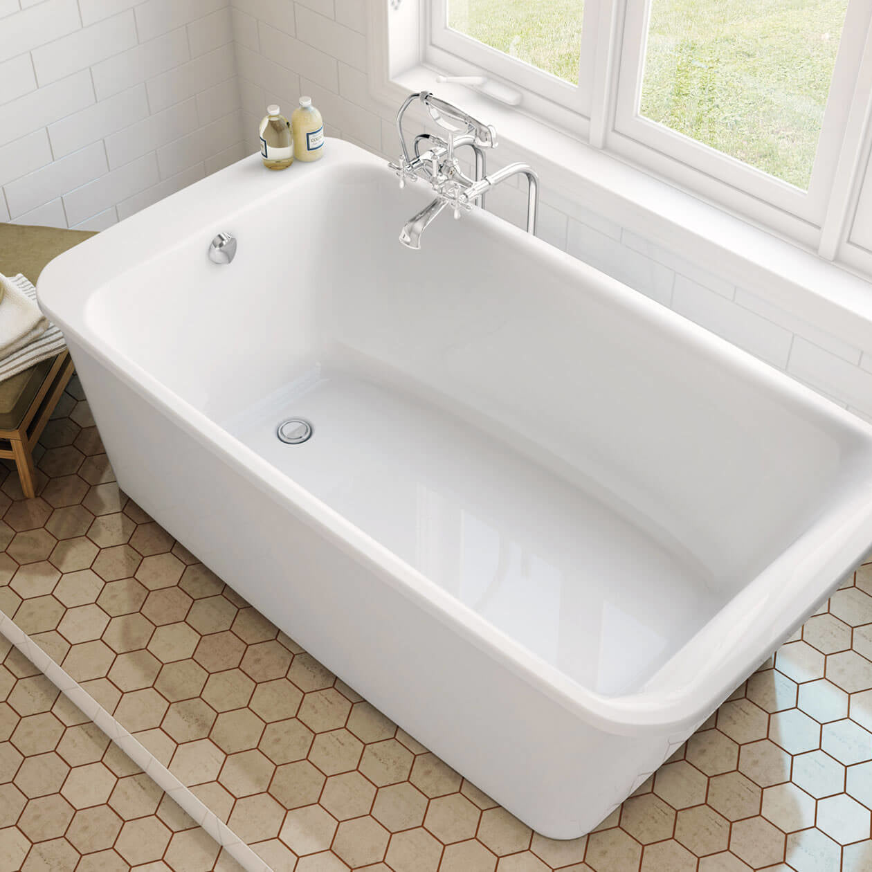 Maax Lounge 6434 Acrylic Freestanding End Drain Bathtub
