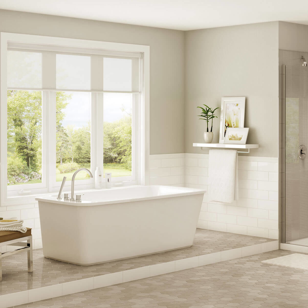 Maax Lounge 6434 Acrylic Freestanding End Drain Bathtub