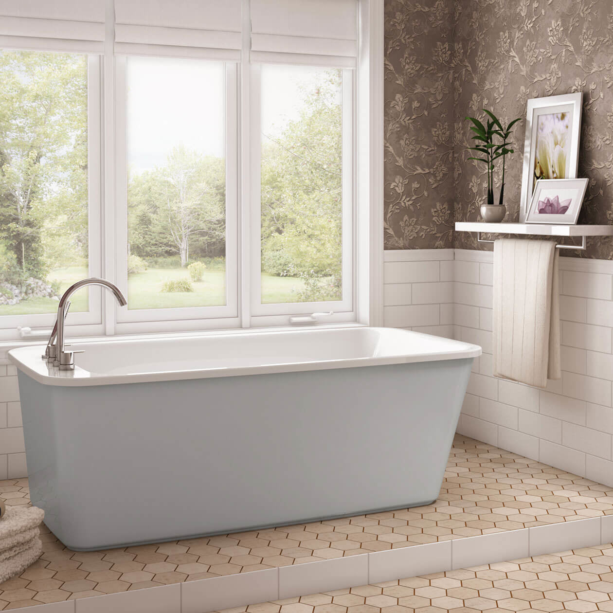 Maax Lounge 6434 Acrylic Freestanding End Drain Bathtub