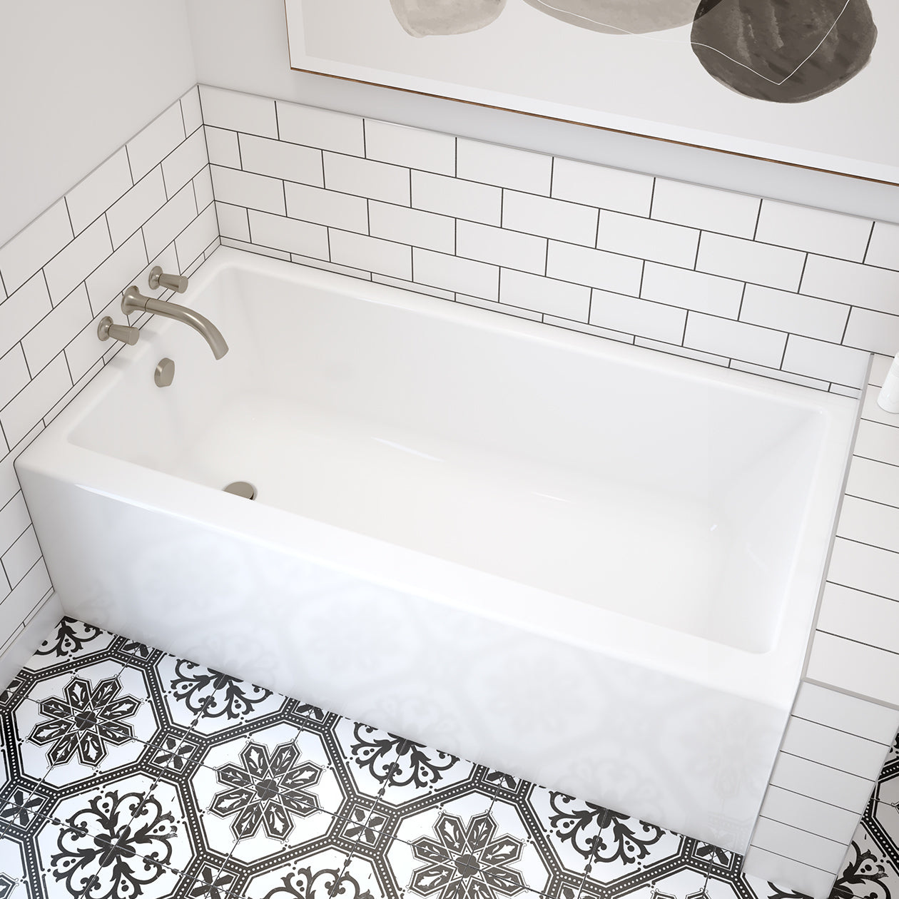 Rubix 6030 Acrylic Alcove Left-Hand Drain Bathtub in White