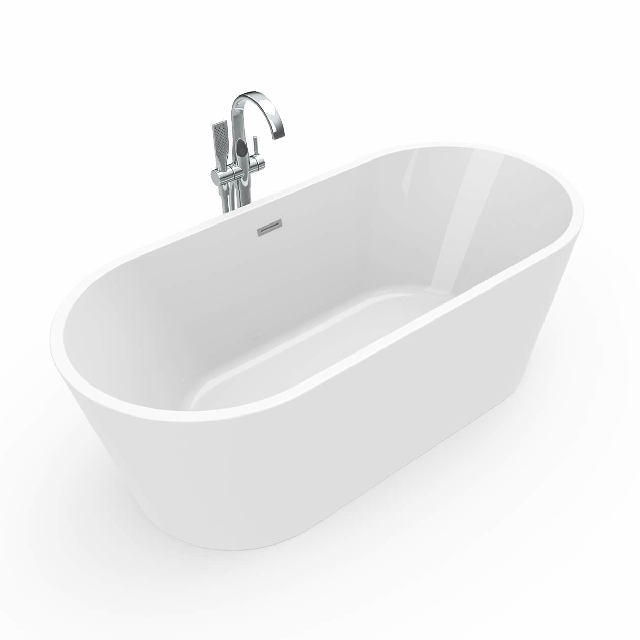 Maax Louie 6731 Acrylic Freestanding Center Drain Bathtub with White Skirt