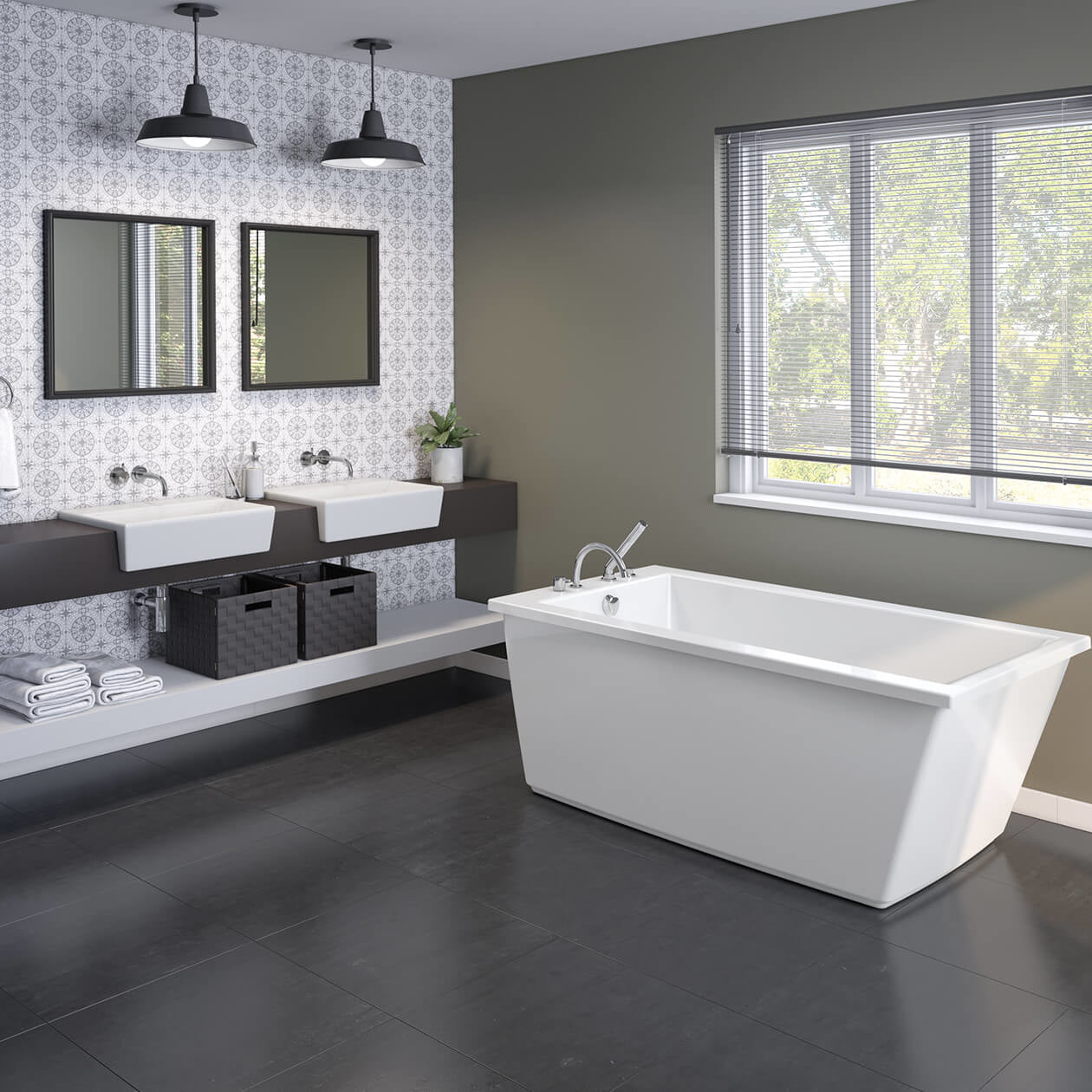 Maax Elinor 6032 AcrylX Freestanding End Drain Bathtub