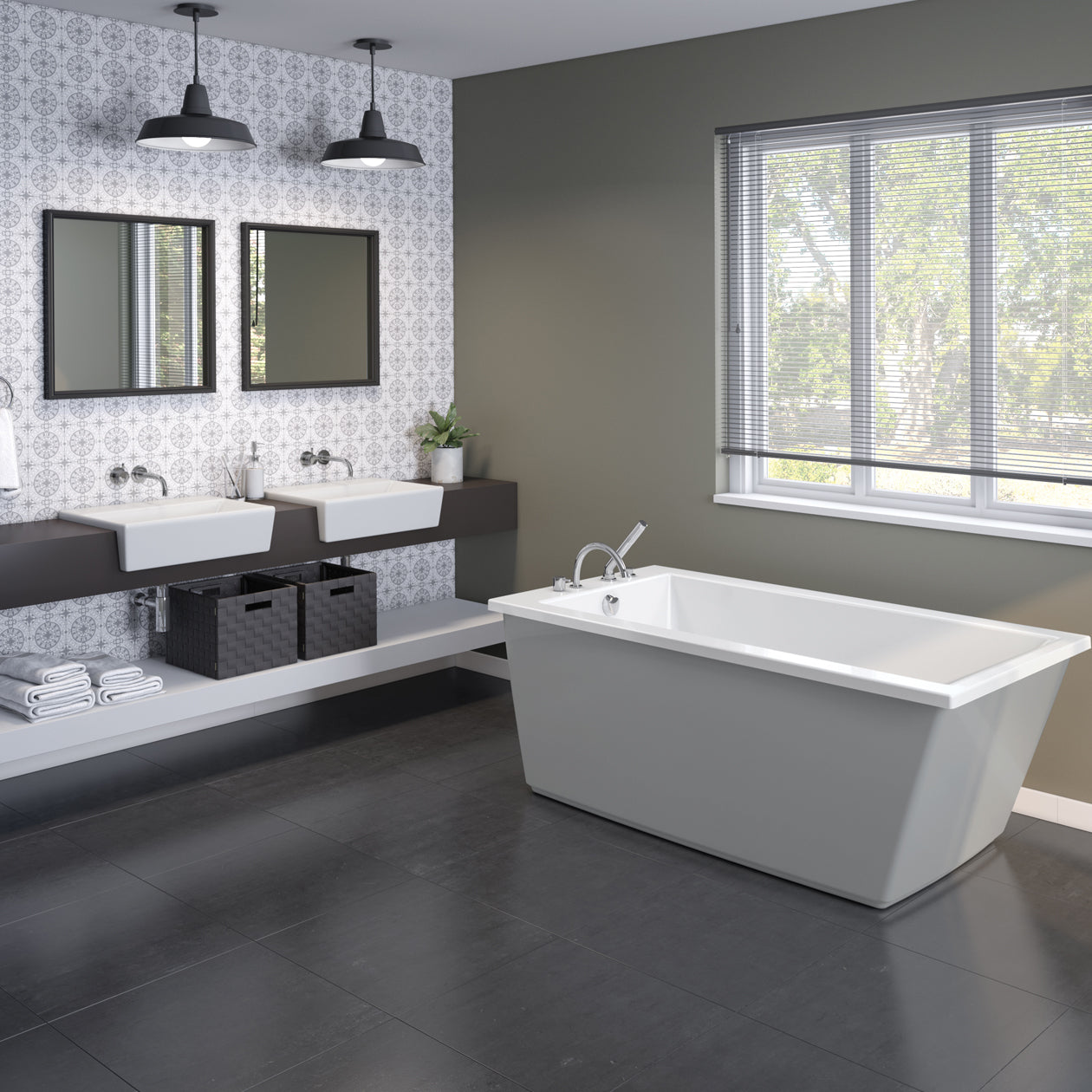 Maax Elinor 6032 AcrylX Freestanding End Drain Bathtub