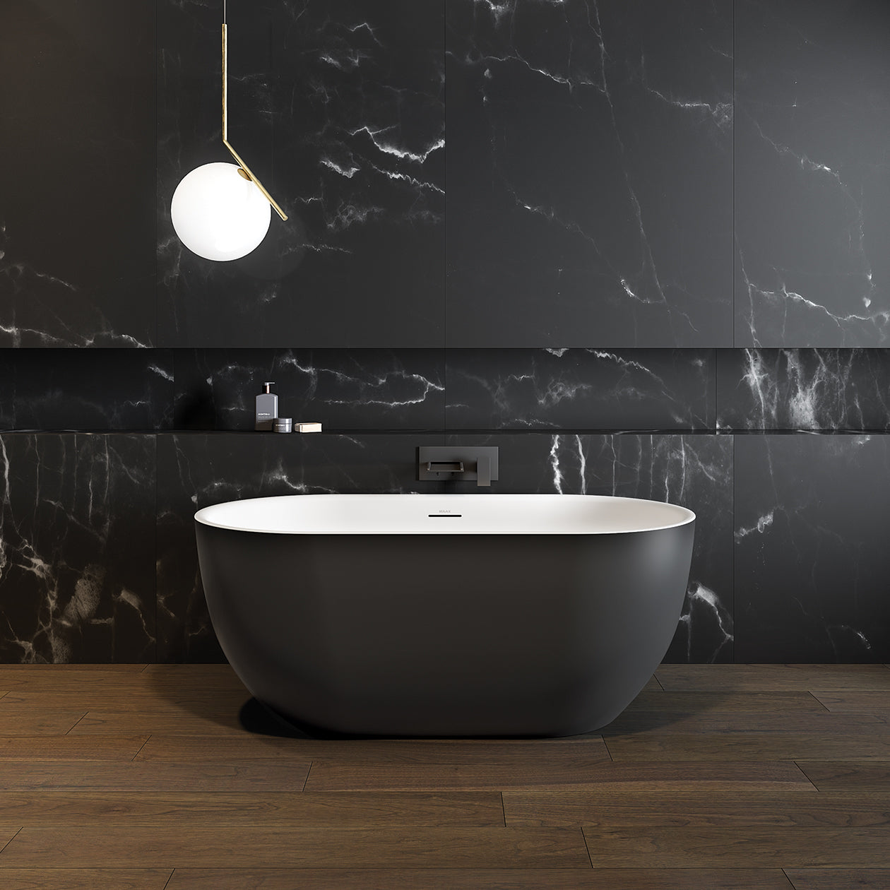 Maax Tosca Matte 5932 Acrylic Freestanding Center Drain Bathtub in Matte White
