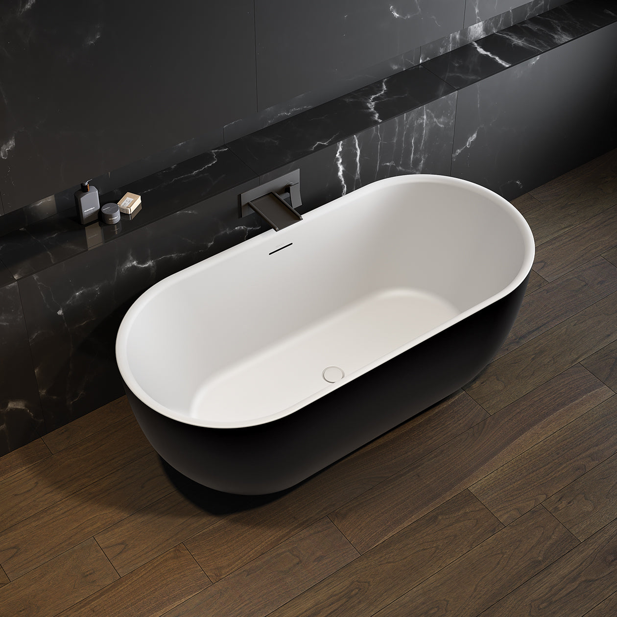 Maax Tosca Matte 6732 Acrylic Freestanding Center Drain Bathtub in Matte White