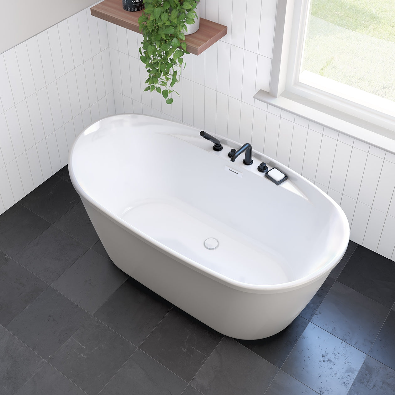 Maax Sonoma 58 x 32 AcrylX Freestanding Center Drain Bathtub with White Skirt