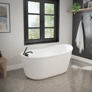 Maax Finlay 58 x 32 AcrylX Freestanding End Drain Bathtub with White Skirt