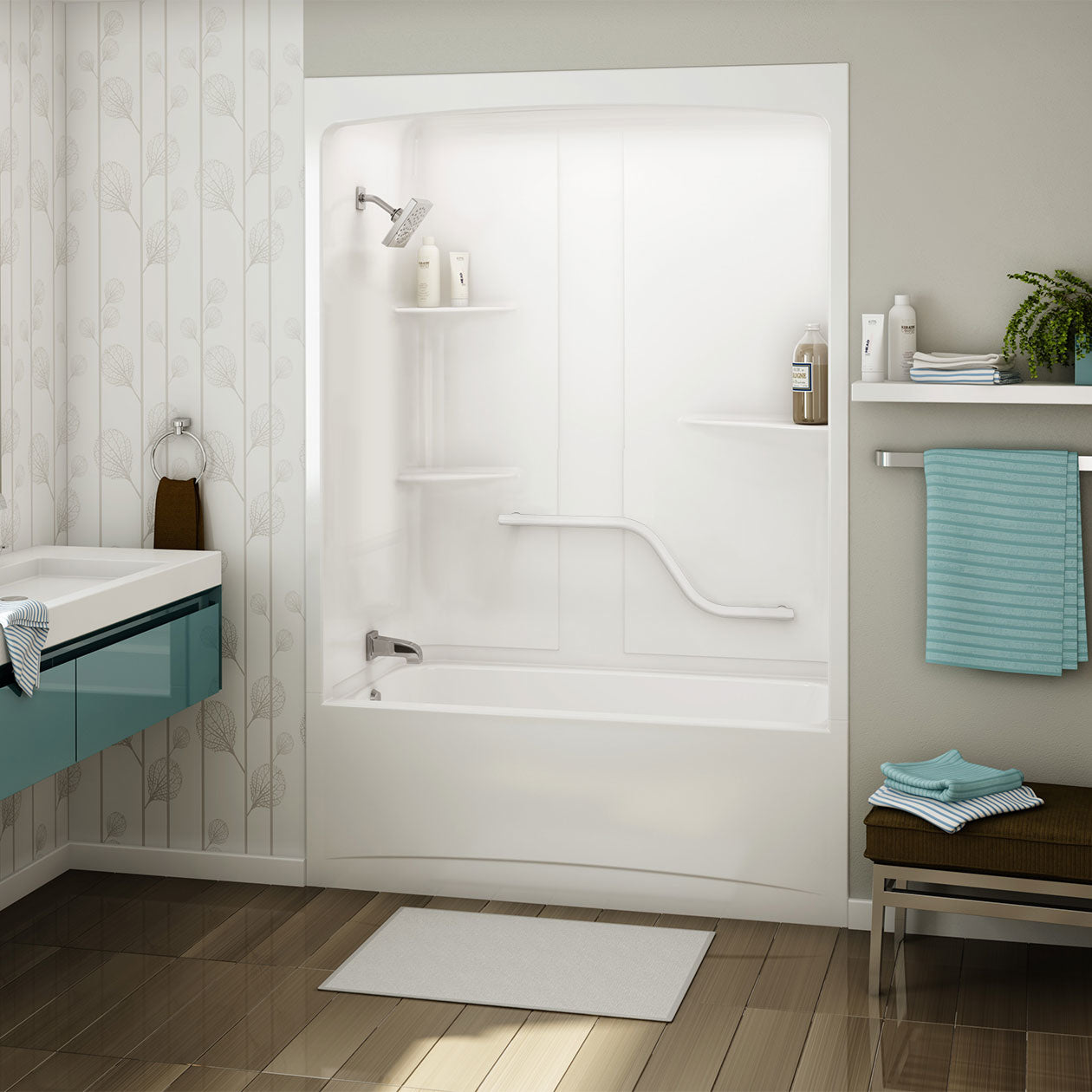 Maax Allia TSR-6032 AFR Acrylic Alcove One-Piece Tub Shower