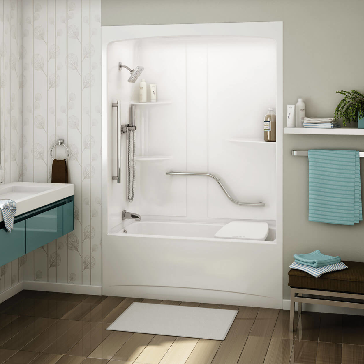 Maax Allia TSR-6032 AFR Acrylic Alcove Three-Piece Tub Shower