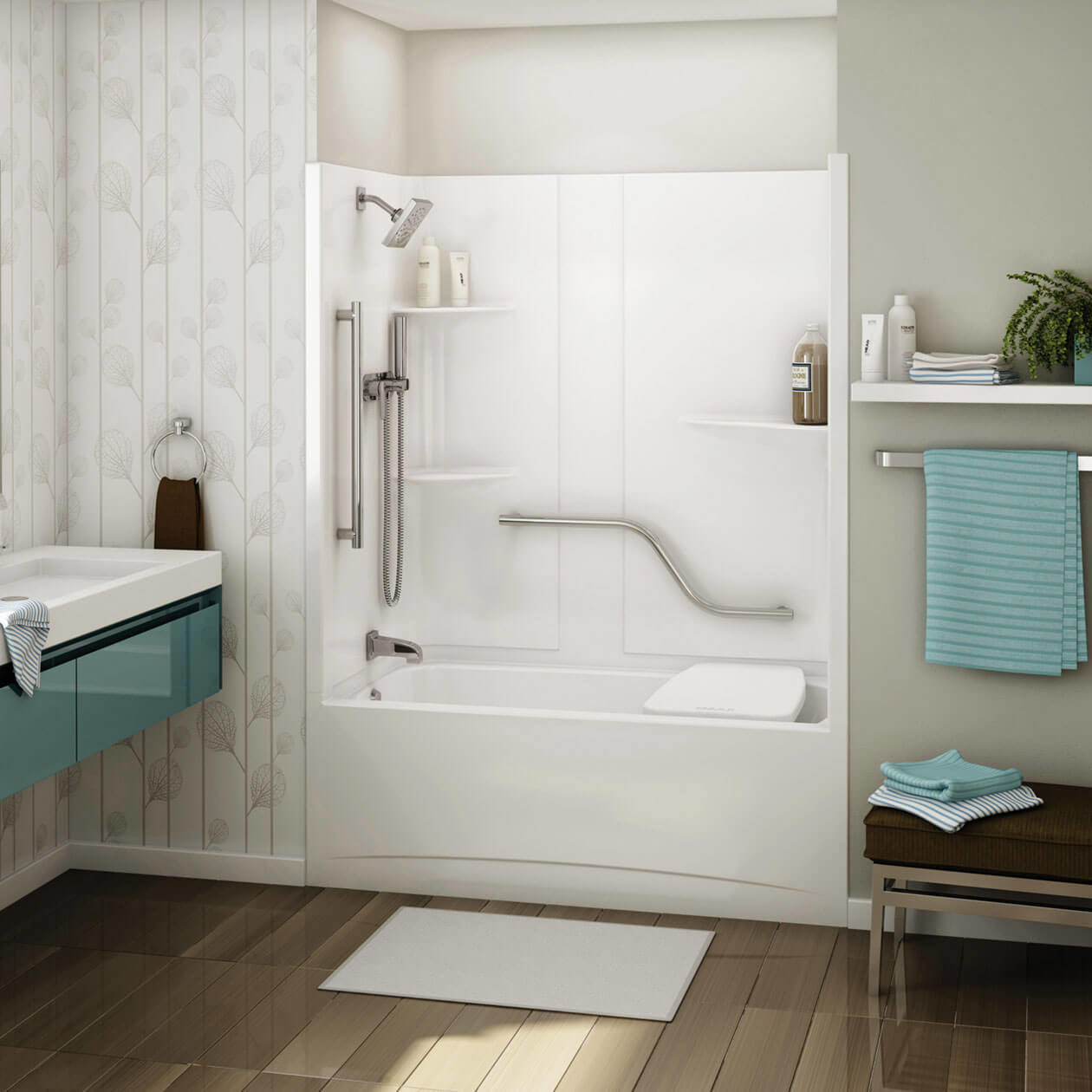 Maax Allia TS-6032 AFR Acrylic Alcove One-Piece Tub Shower