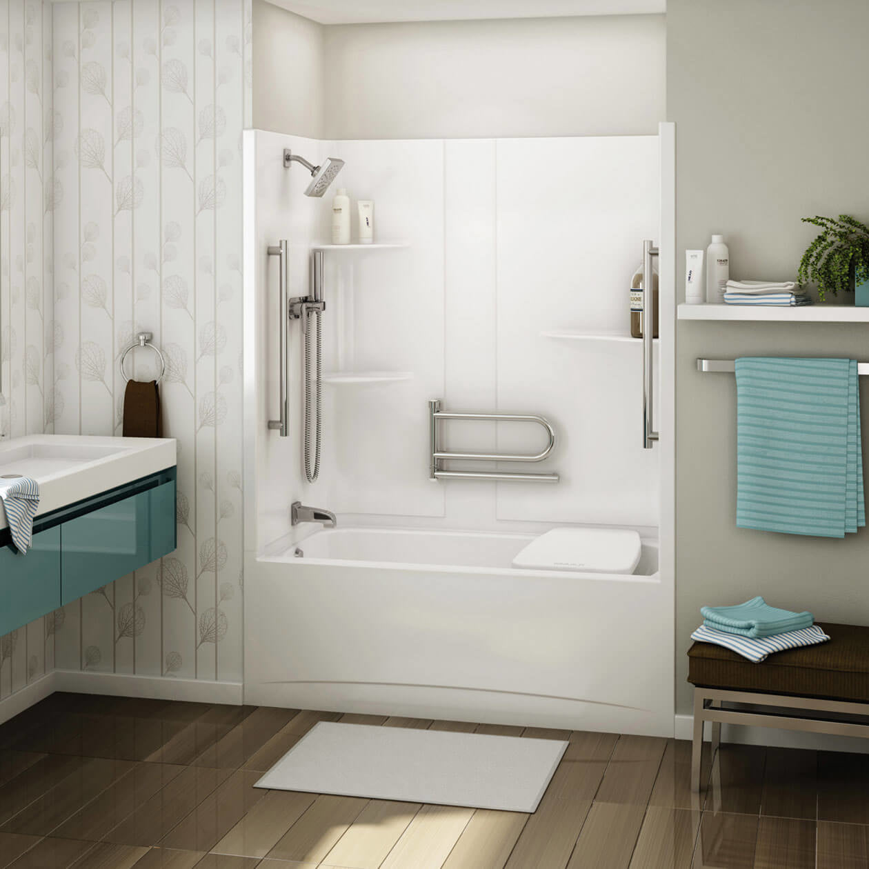 Maax Allia TS-6032 AFR Acrylic Alcove One-Piece Tub Shower