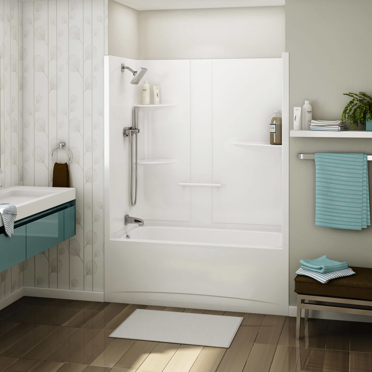 Maax Allia TS-6032 AFR Acrylic Alcove One-Piece Tub Shower