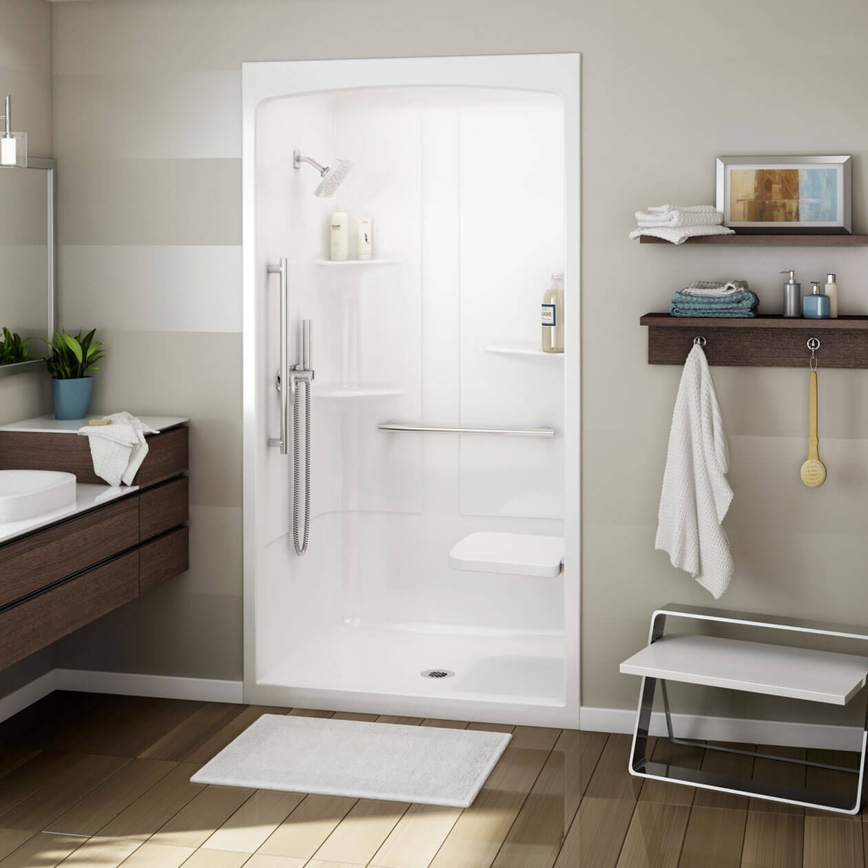 Maax Allia SHR-4834 Acrylic Alcove Center Drain One-Piece Shower