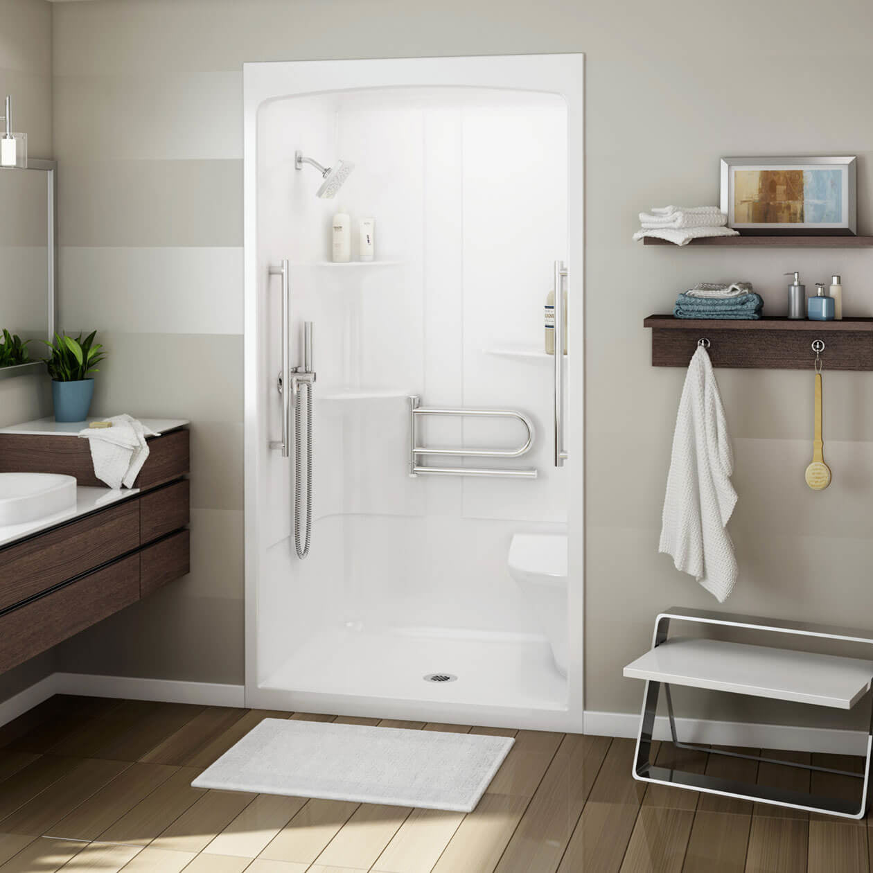 Maax Allia SHR-4834 Acrylic Alcove Center Drain One-Piece Shower