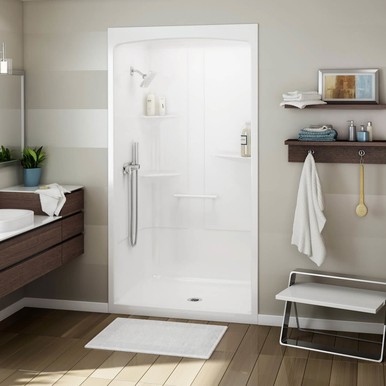 Maax Allia SHR-4834 Acrylic Alcove Center Drain One-Piece Shower
