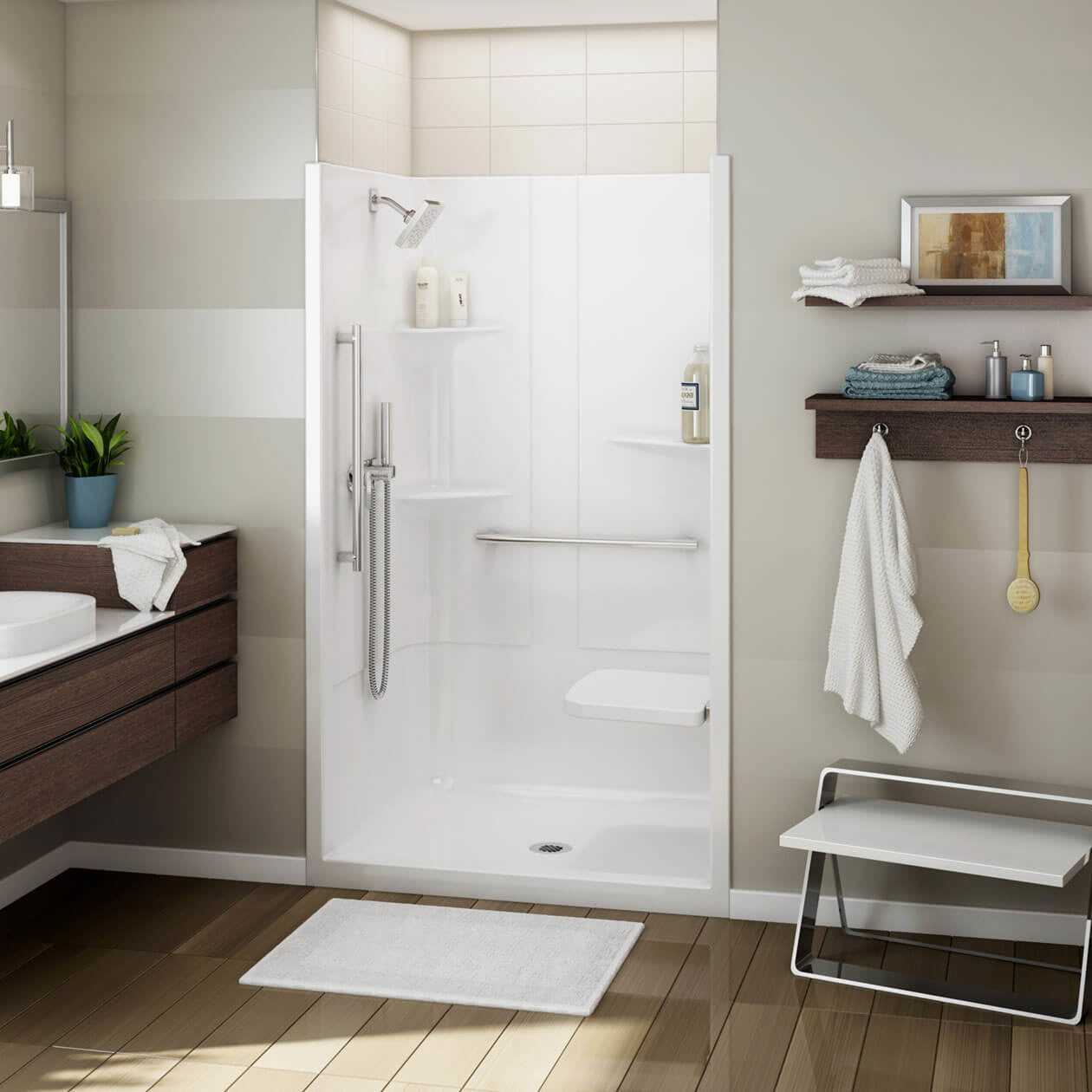 Maax Allia SH-4834 Acrylic Alcove Center Drain One-Piece Shower