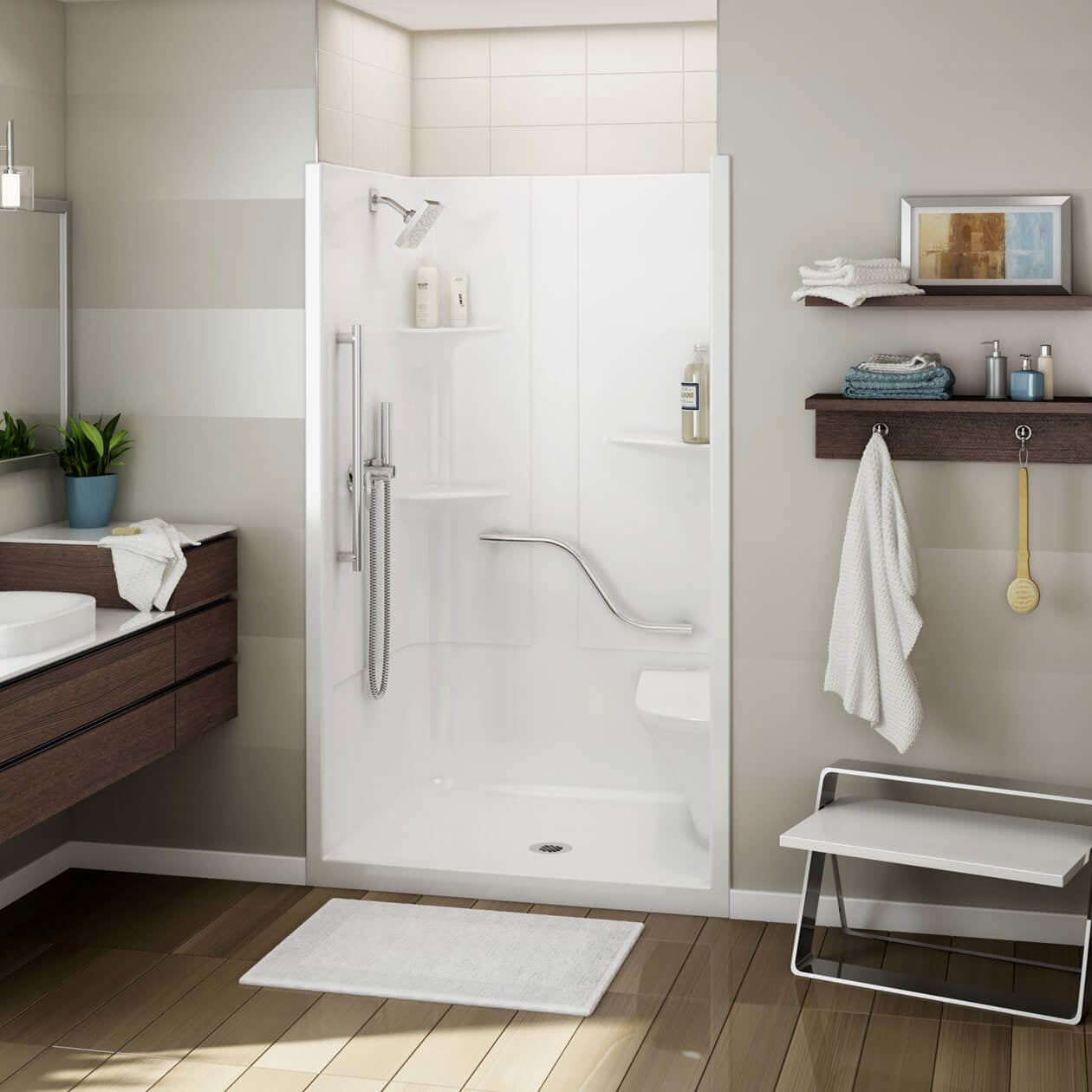 Maax Allia SH-4834 Acrylic Alcove Center Drain One-Piece Shower