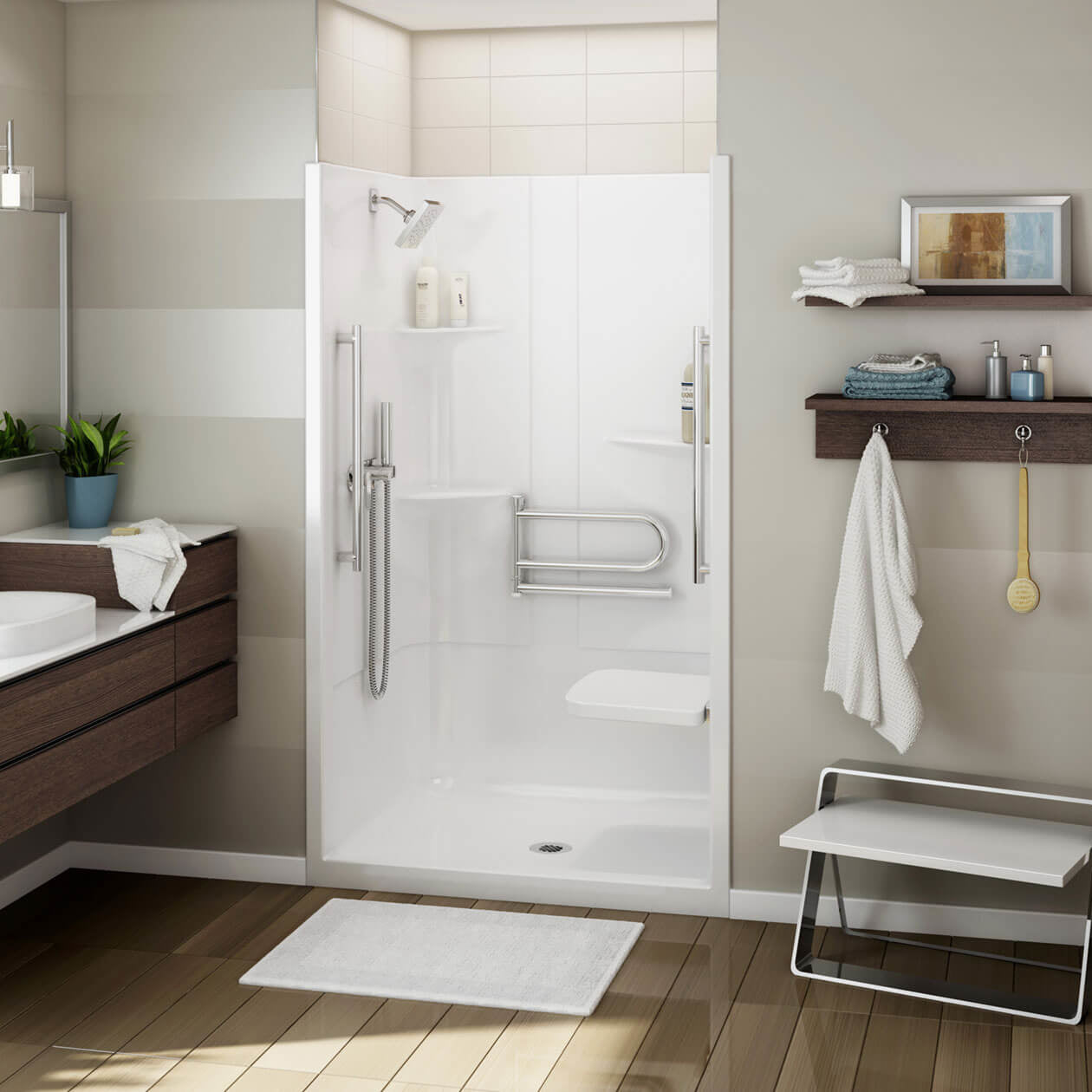 Maax Allia SH-4834 Acrylic Alcove Center Drain One-Piece Shower