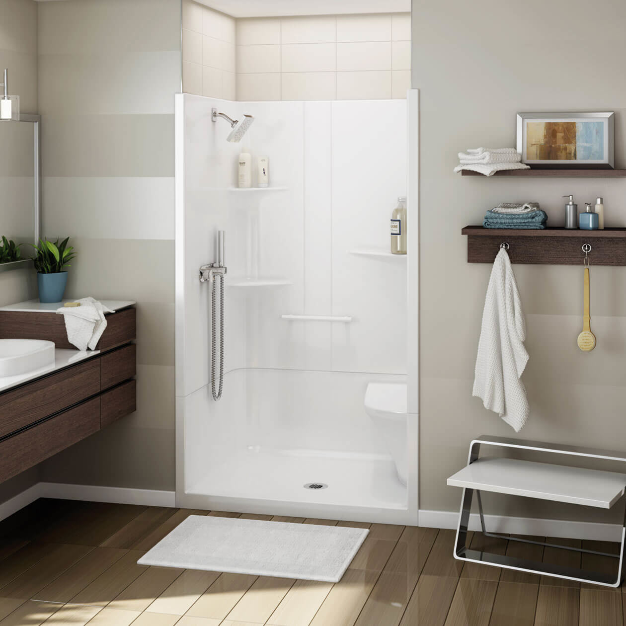 Maax Allia SH-4834 Acrylic Alcove Center Drain Two-Piece Shower