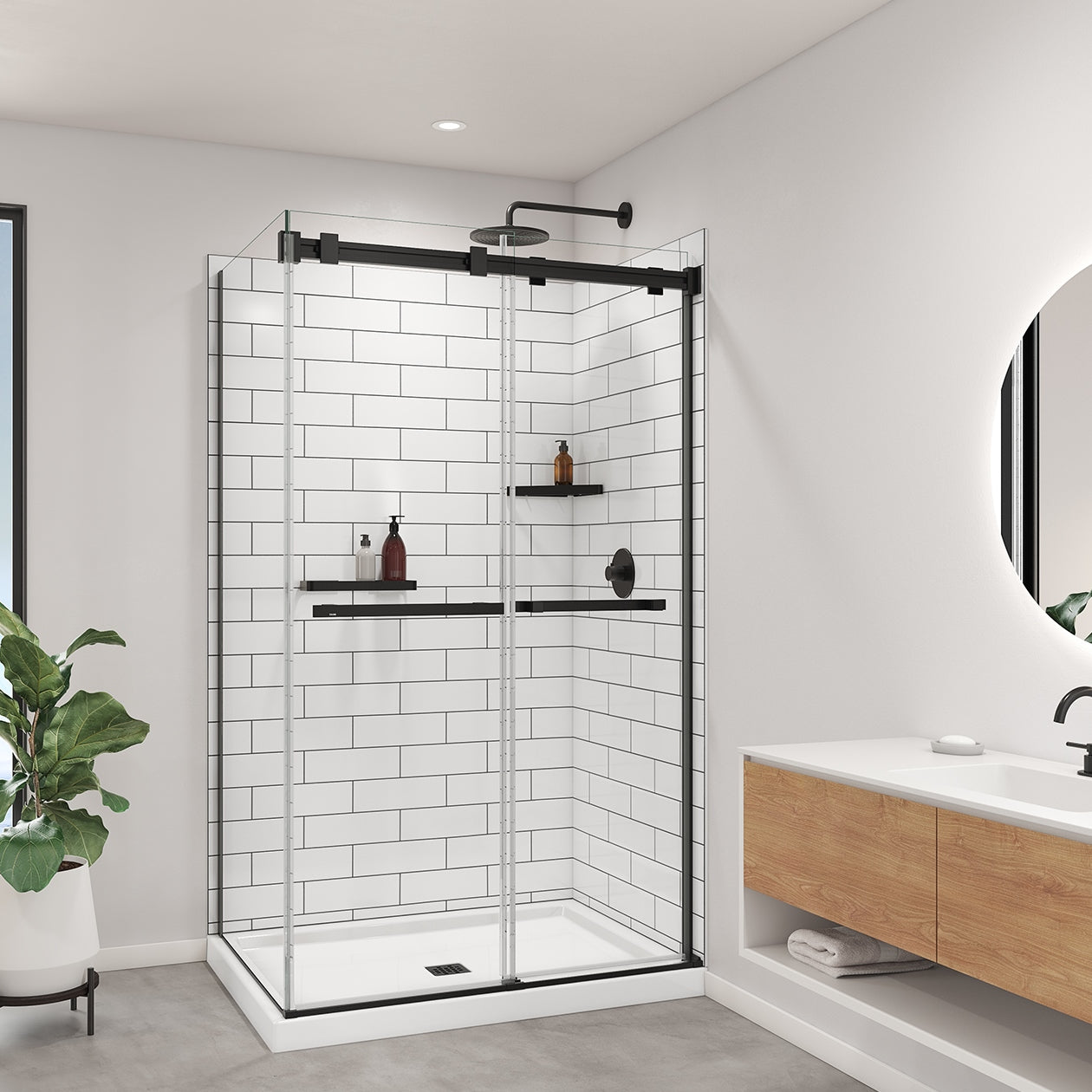 Maax Utile 4832 Composite Direct-to-Stud Two-Piece Corner Shower Wall Kit