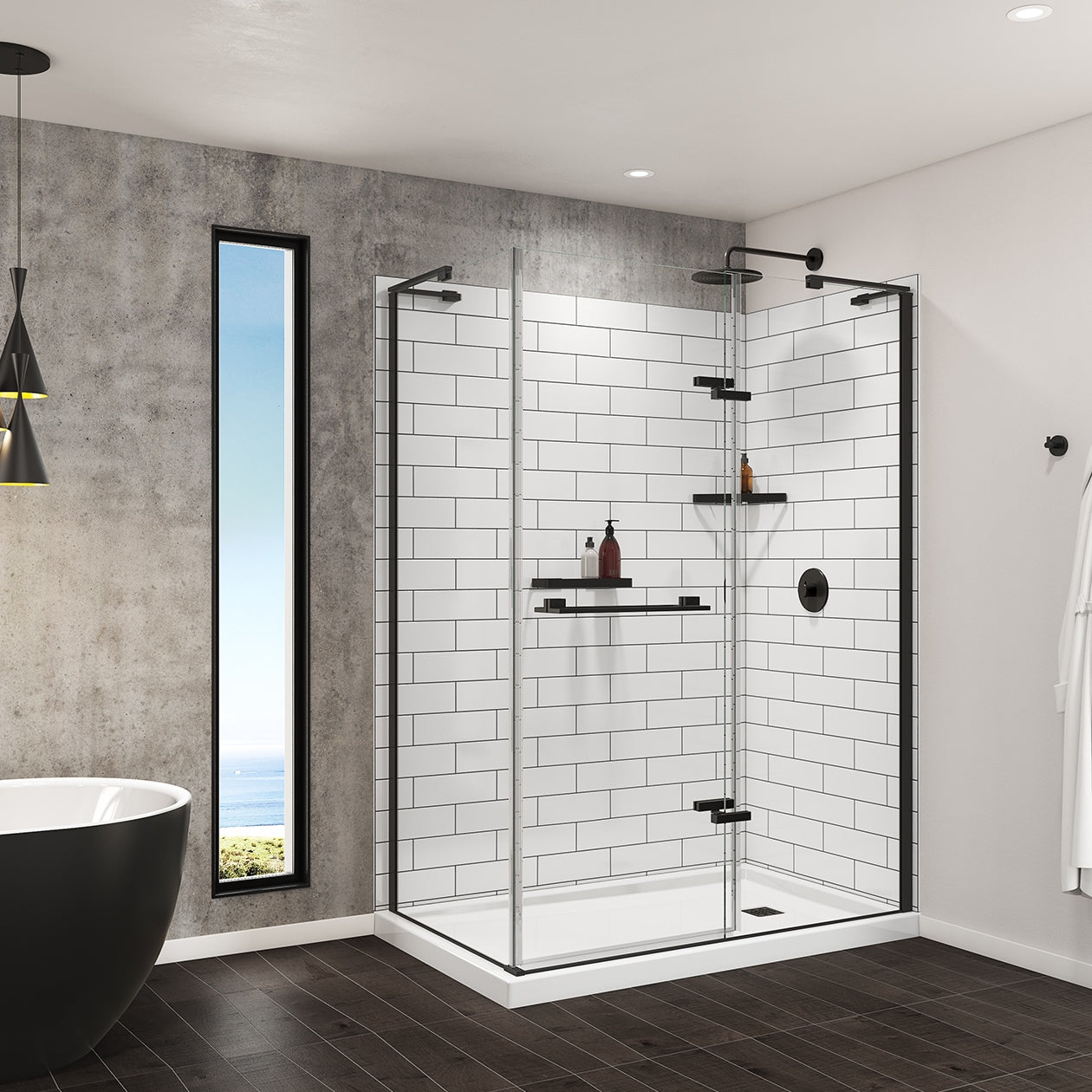 Maax Utile 6036 Composite Direct-to-Stud Three-Piece Alcove Shower Wall Kit