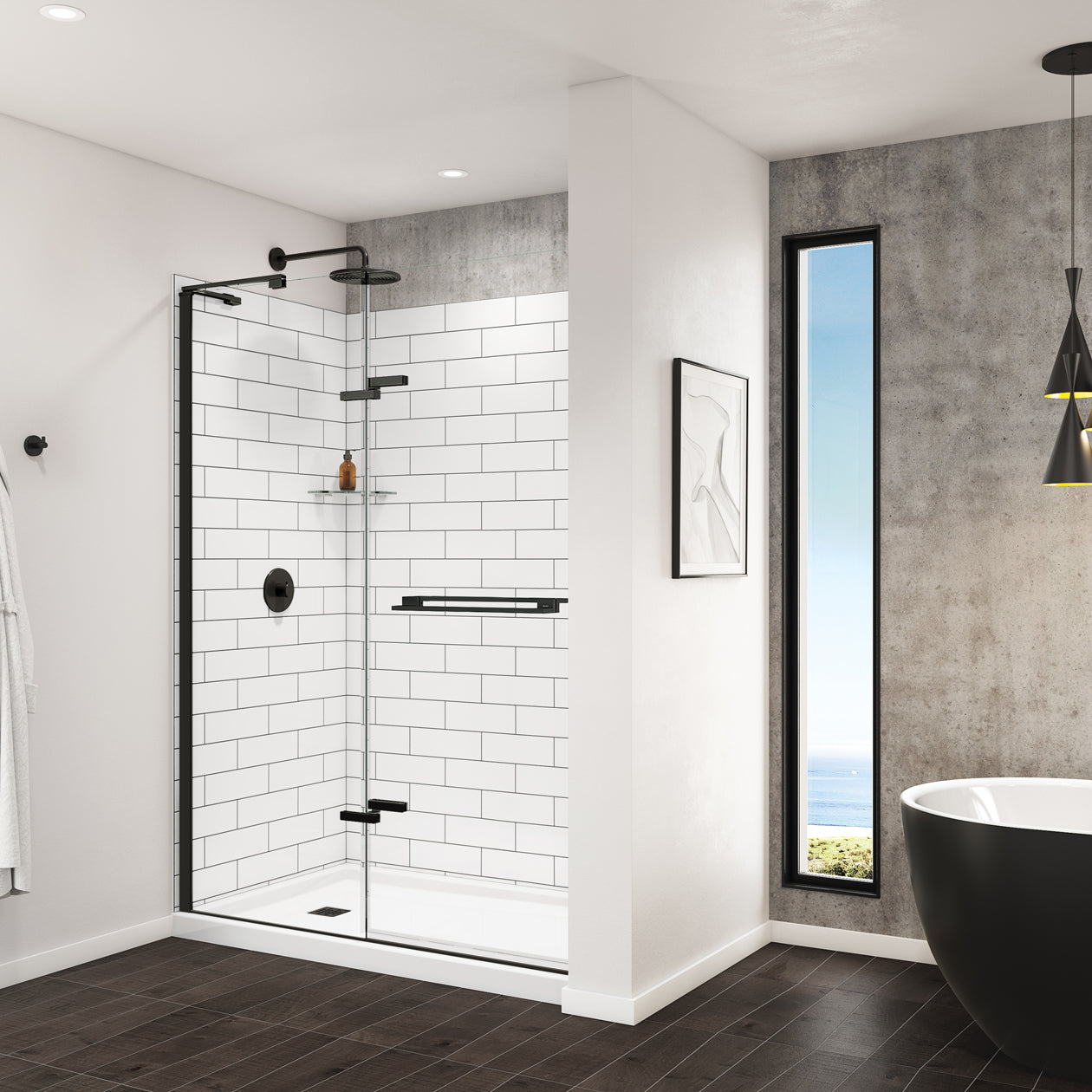 Maax Utile 6036 Composite Direct-to-Stud Two-Piece Corner Shower Wall Kit