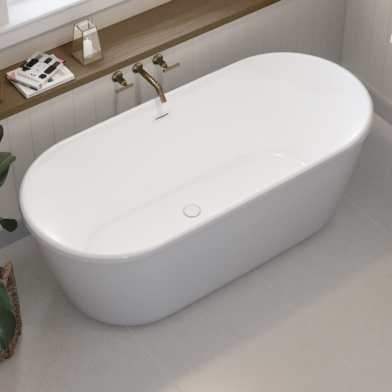 Maax Golan 6429 AcrylX Freestanding Center Drain Bathtub with White Skirt