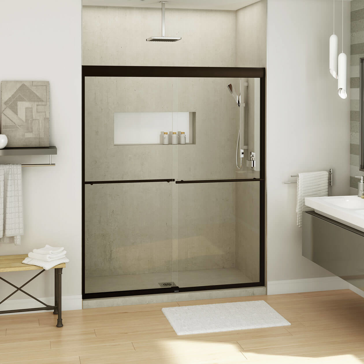Maax Kameleon 55-59 x 71 in. 8 mm Bypass Shower Door for Alcove Installation with Clear glass