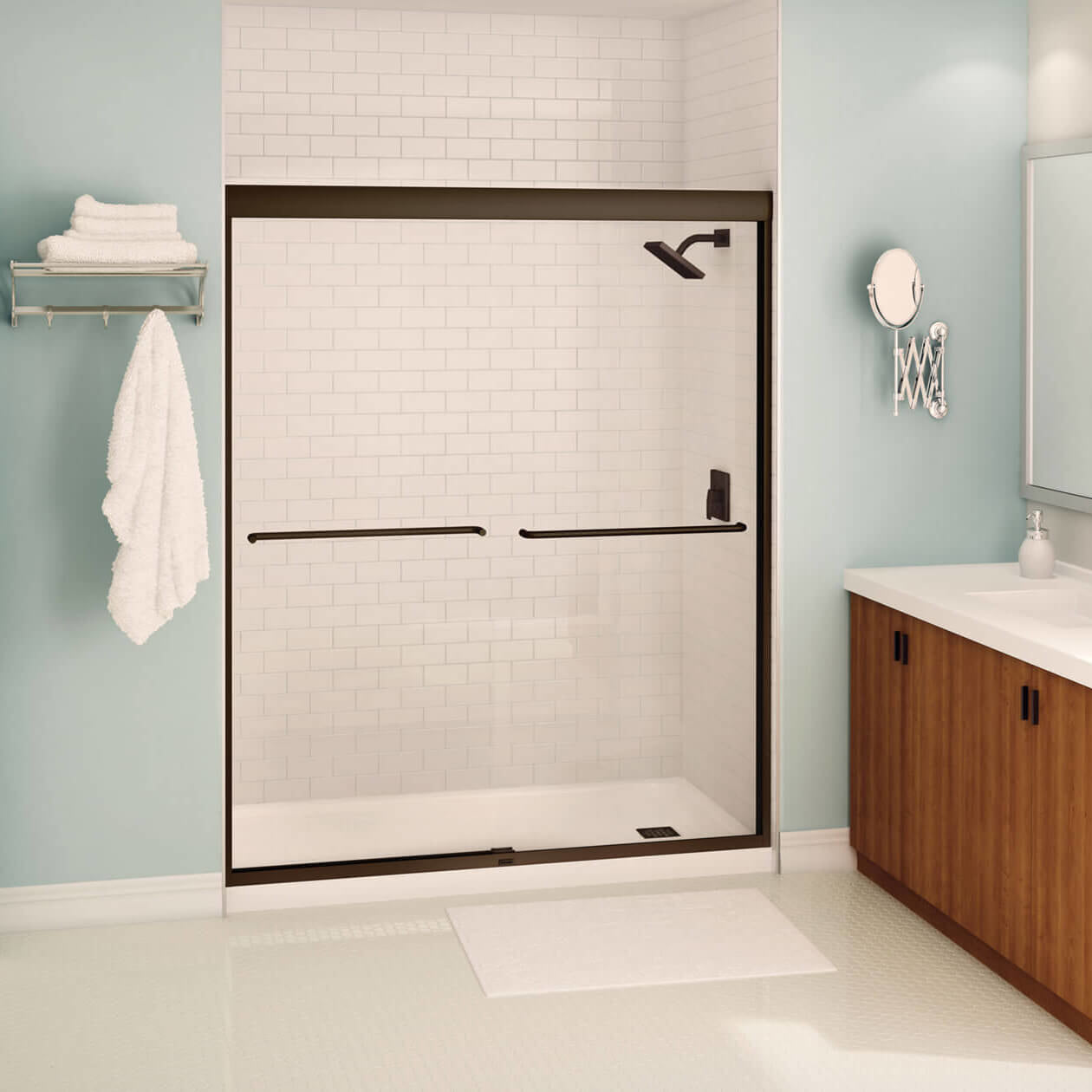 Maax Kameleon 55-59 x 71 in. 8 mm Bypass Shower Door for Alcove Installation with Clear glass
