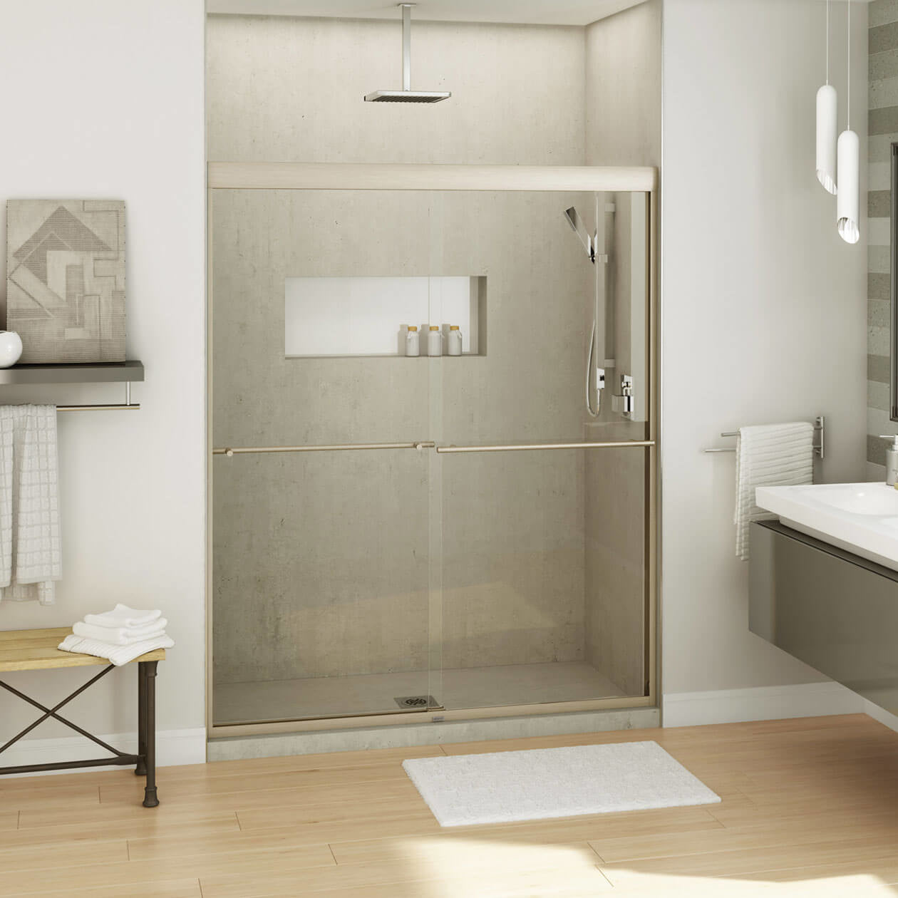 Maax Kameleon 55-59 x 71 in. 8 mm Bypass Shower Door for Alcove Installation with Clear glass