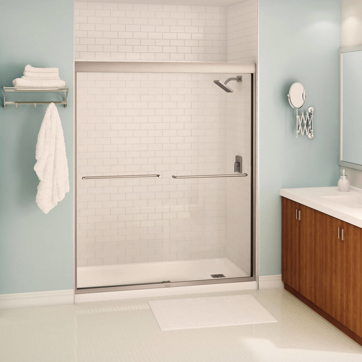 Maax Kameleon 55-59 x 71 in. 8 mm Bypass Shower Door for Alcove Installation with Clear glass