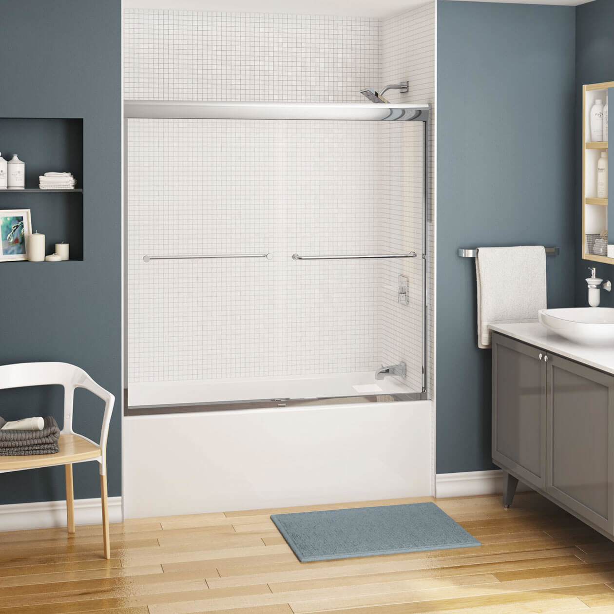 Maax Kameleon SC 51-55 x 57 in. 6 mm Bypass Tub Door for Alcove Installation with Clear glass