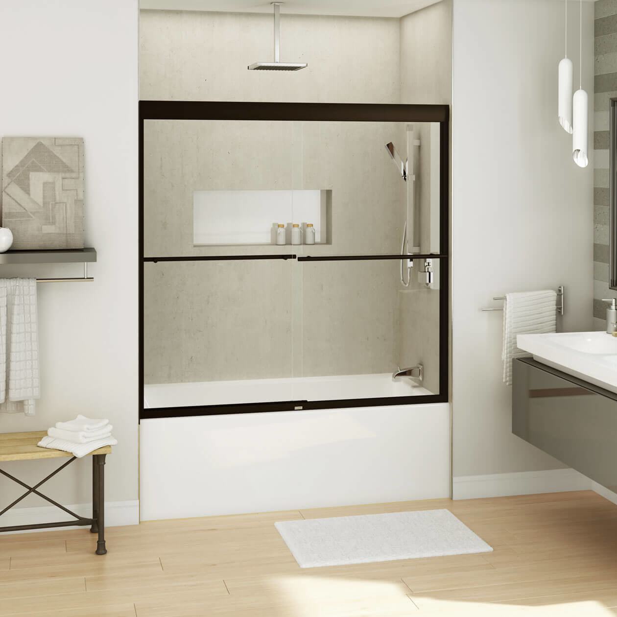 Maax Kameleon SC 55-59 x 57 in. 8 mm Bypass Tub Door for Alcove Installation with Clear glass