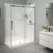 Maax Halo Pro 60 x 32 x 78 3/4 in. 8mm Sliding Shower Door with Towel Bar for Corner Installation with Clear glass
