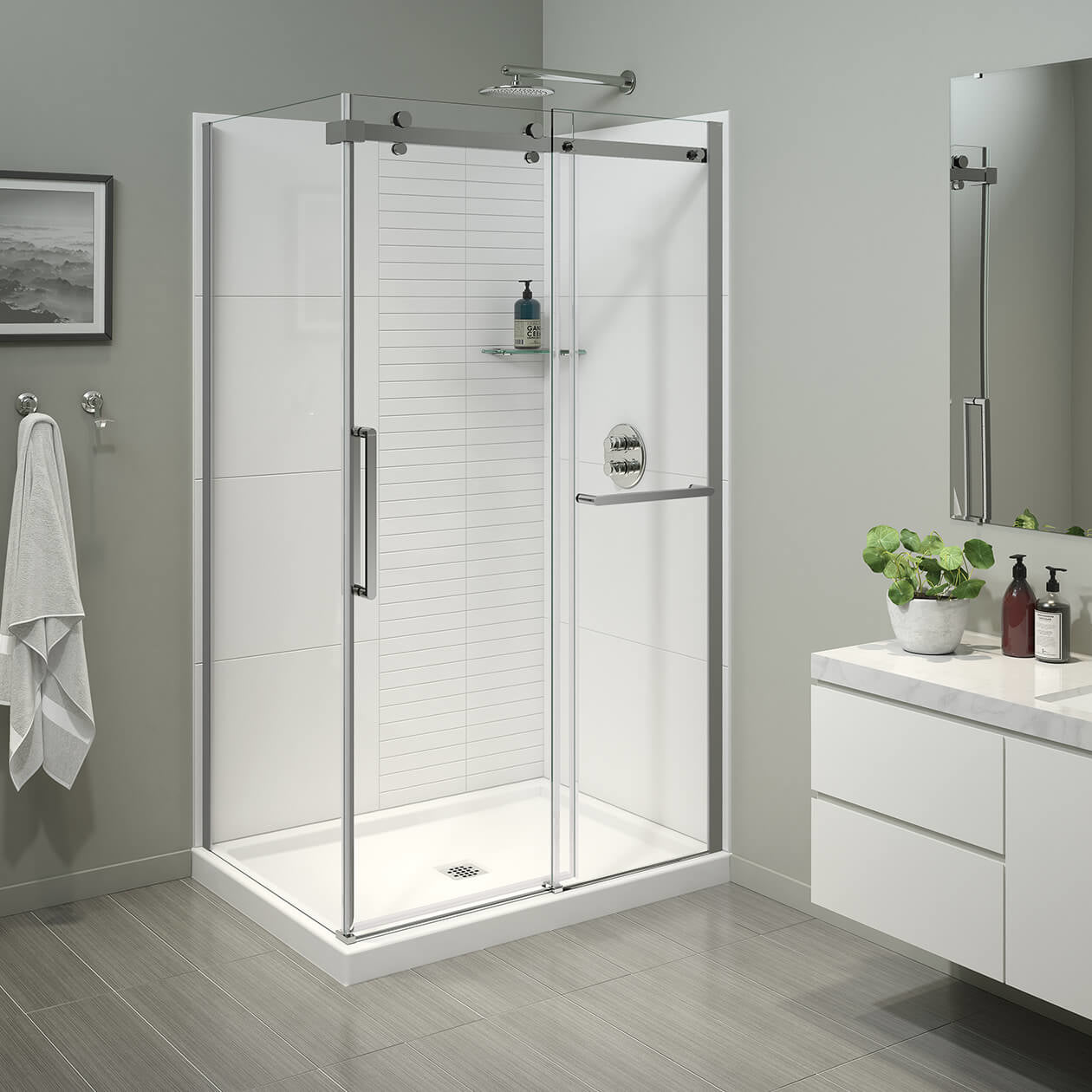 Maax Halo Pro 48 x 36 x 78 3/4 in. 8mm Sliding Shower Door with Towel Bar