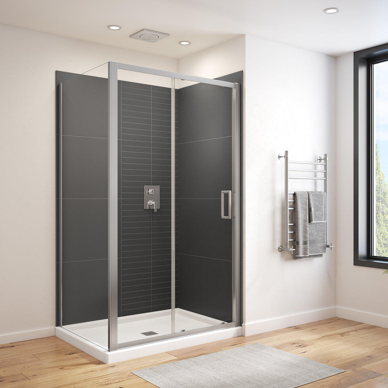 Maax Connect Pro 43 ½-45 x 76 in. 6mm Sliding Shower Door for Alcove Installation with Clear glass