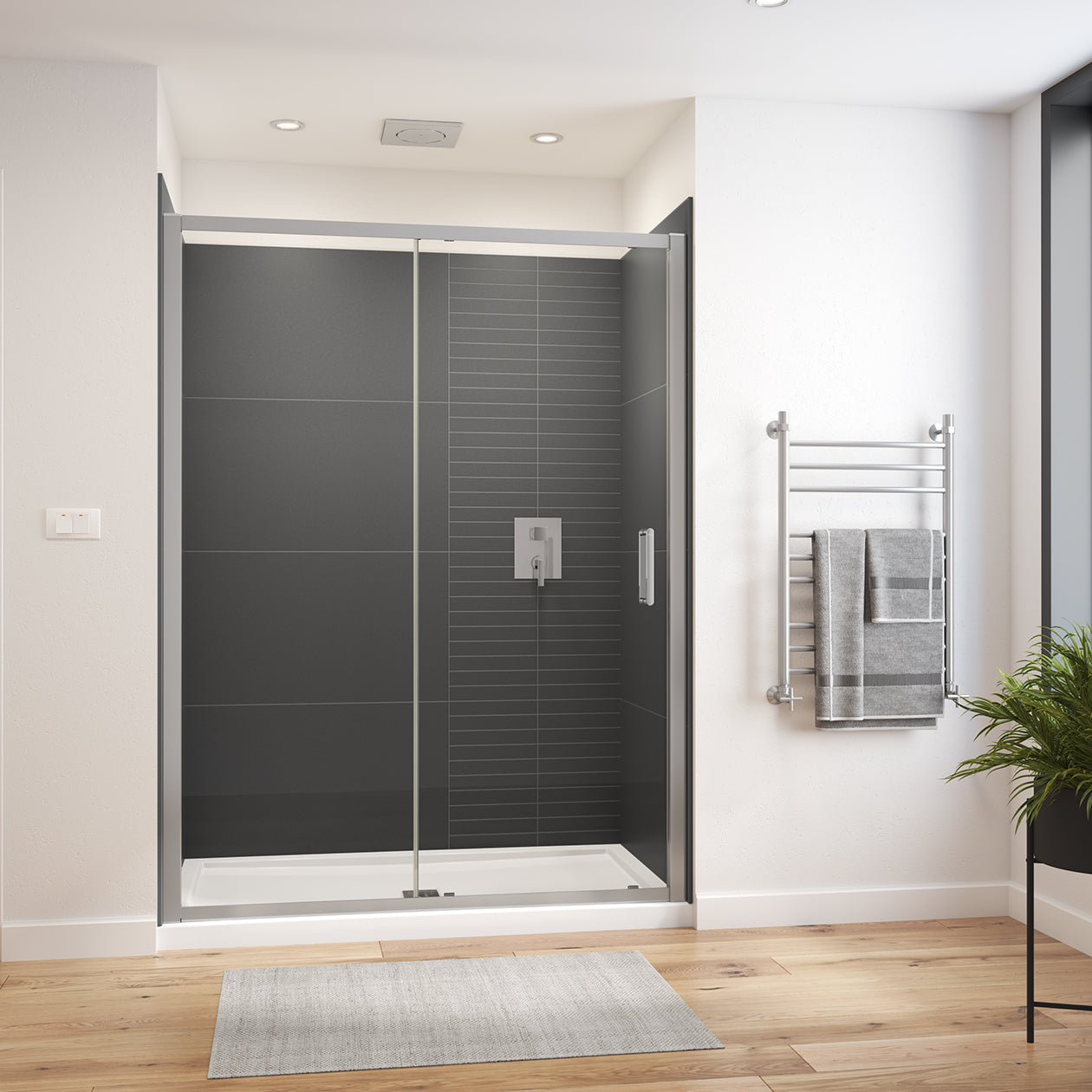 Maax Connect Pro 57-58 ½ x 76 in. 6mm Sliding Shower Door for Alcove Installation with Clear glass