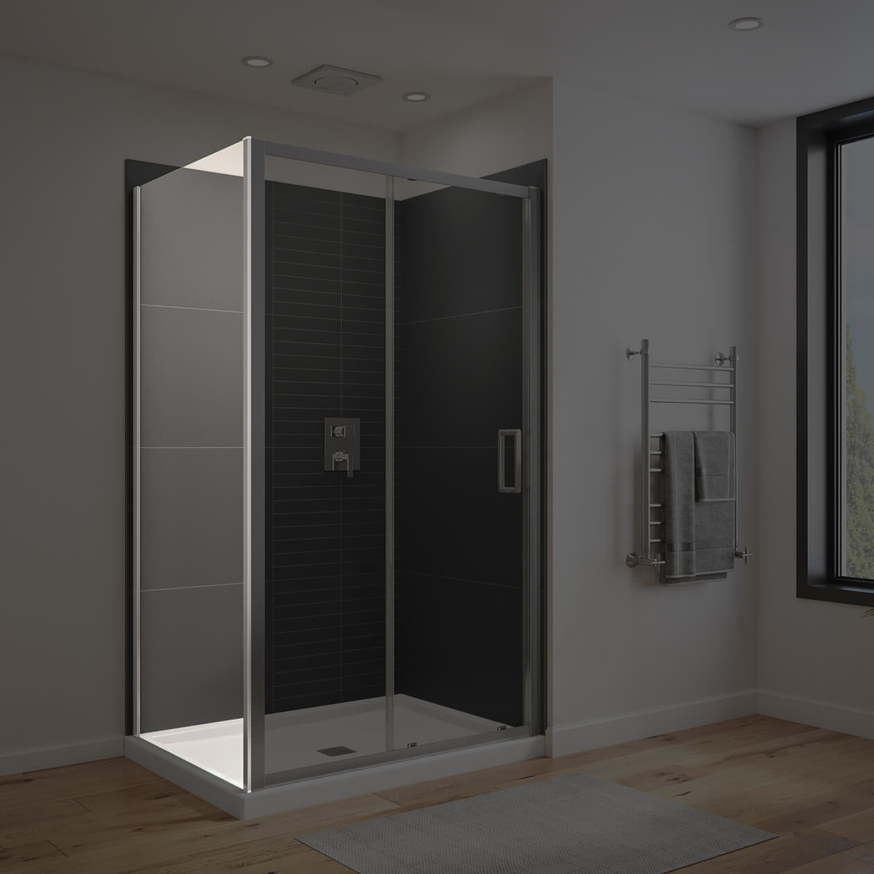 Maax Connect Pro Return Panel for 32 in. Base with Clear glass