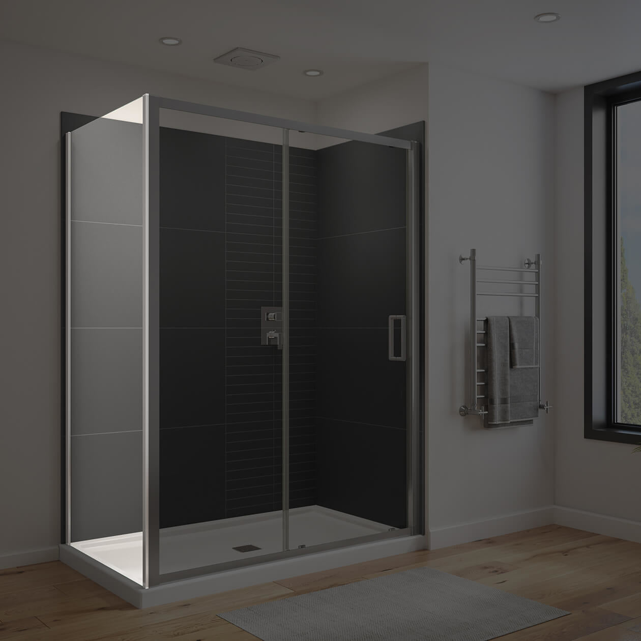 Maax Connect Pro Return Panel for 36 in. Base with Clear glass