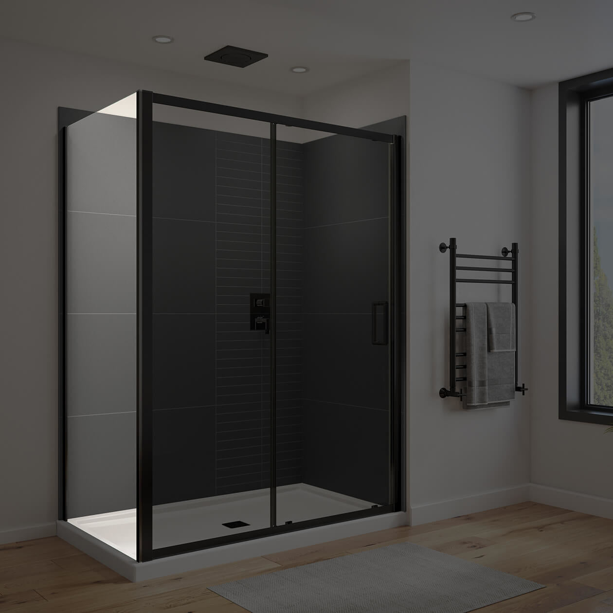 Maax Connect Pro Return Panel for 36 in. Base with Clear glass